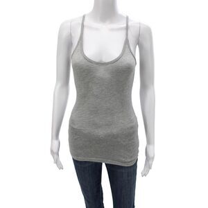 C&C California Women Basic Sleeveless Scoop Neck Gray Tank 90% Cotton Size XS